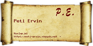 Peti Ervin névjegykártya